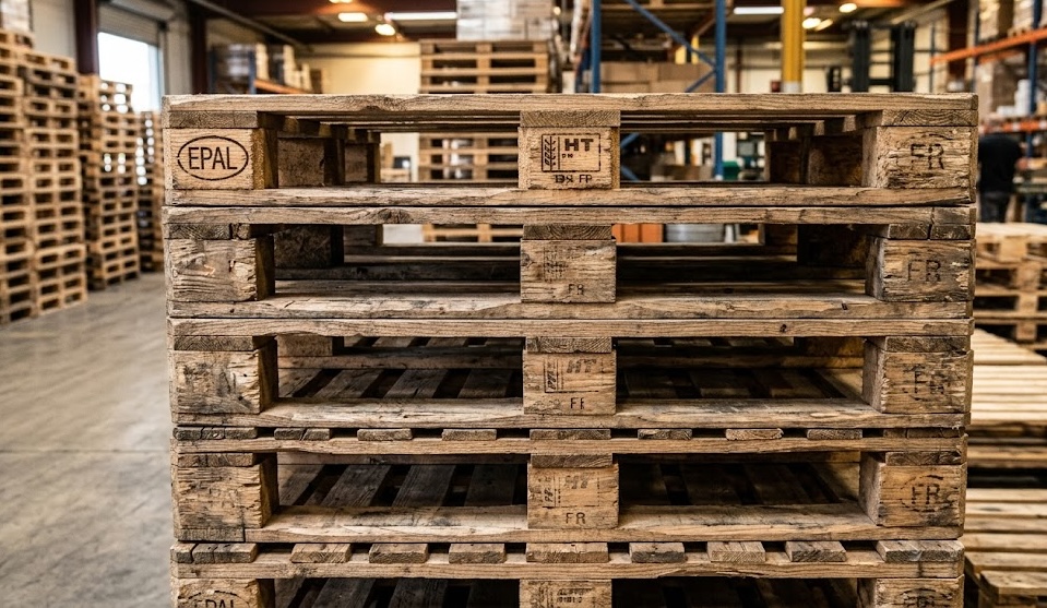 EPAL certified heat-treated pallet close-up